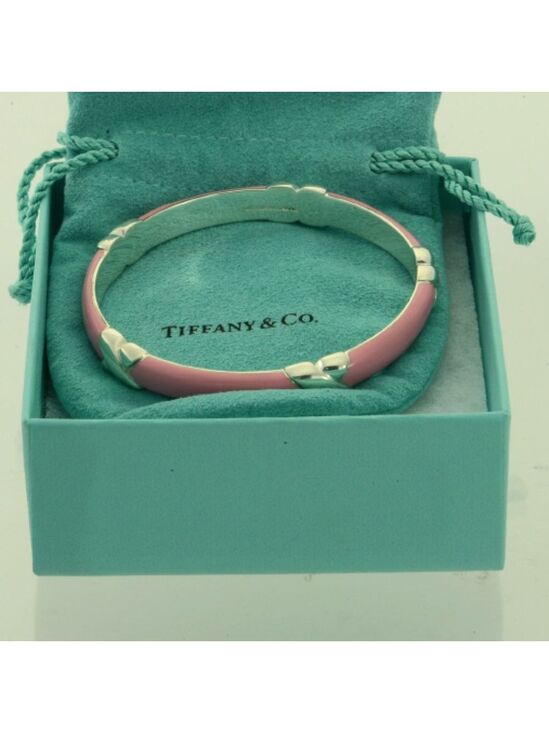 Tiffany & Co. Jewelry - TIFFANY & CO Pink Enamel Wide Med Bangle Bracelet